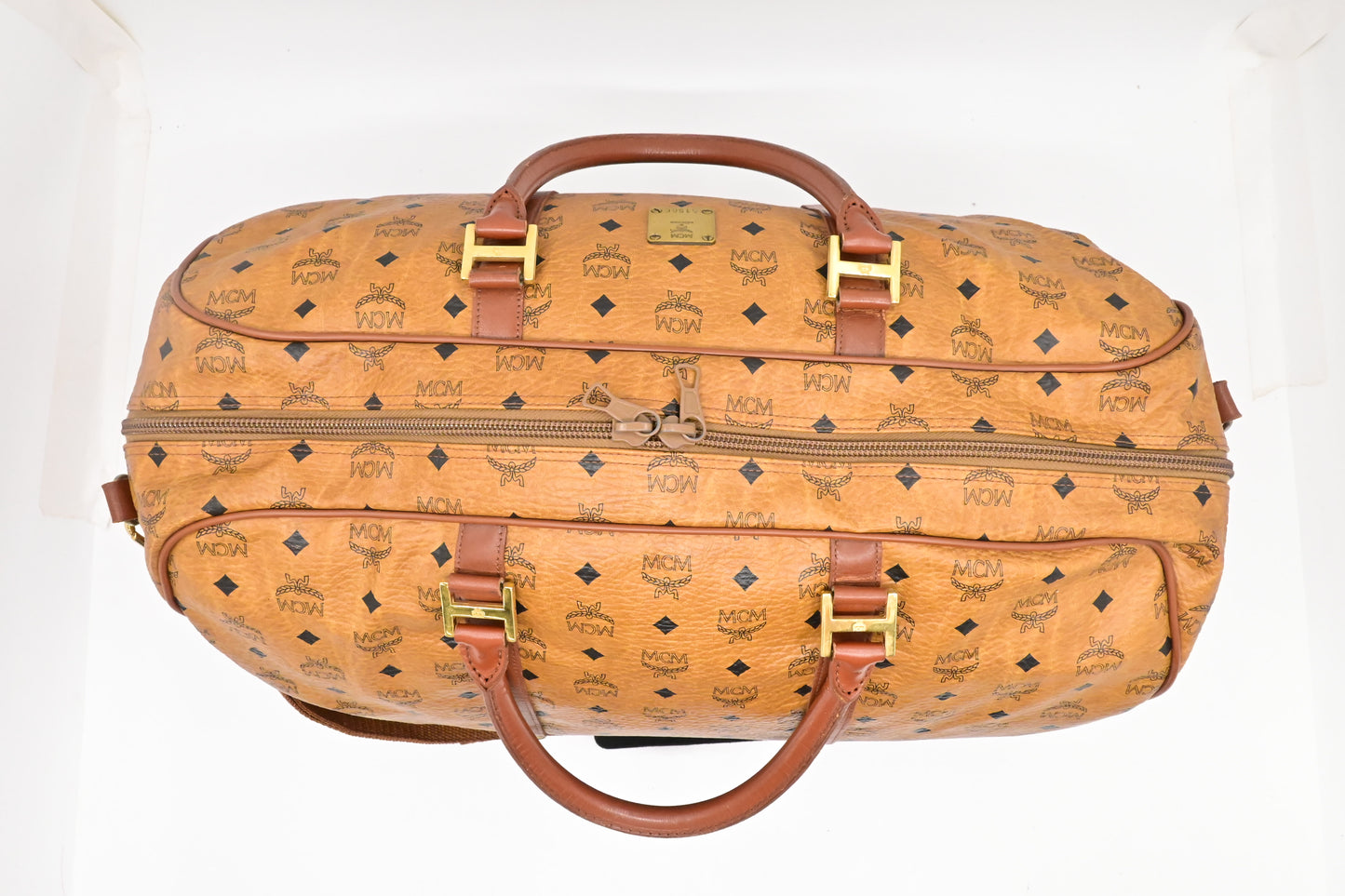 MCM Travel Bag in Cognac Visetos Canvas