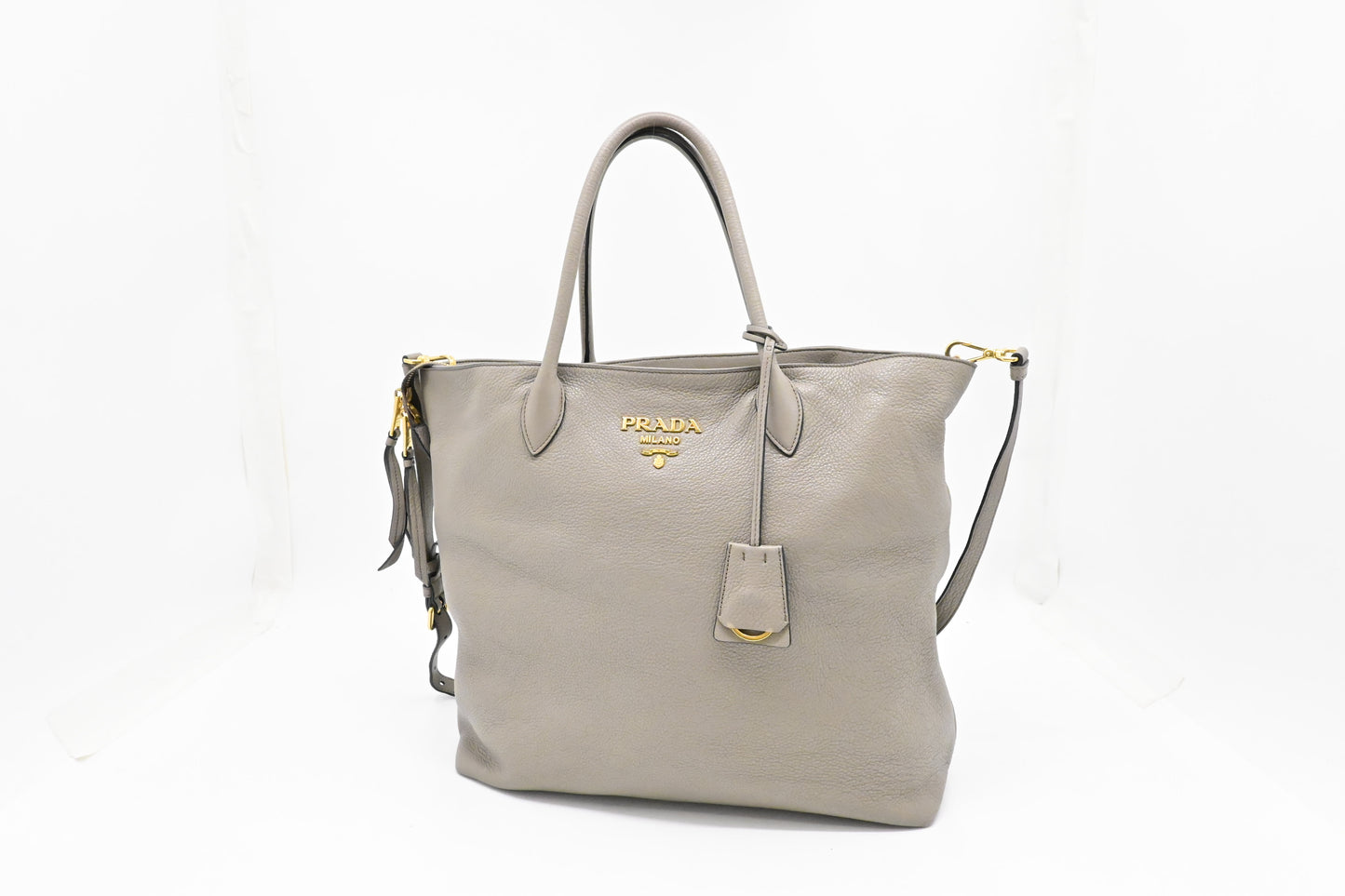 Prada 2-Way Tote in Argilla Gray Leather