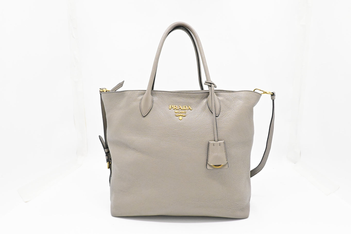 Prada 2-Way Tote in Argilla Gray Leather