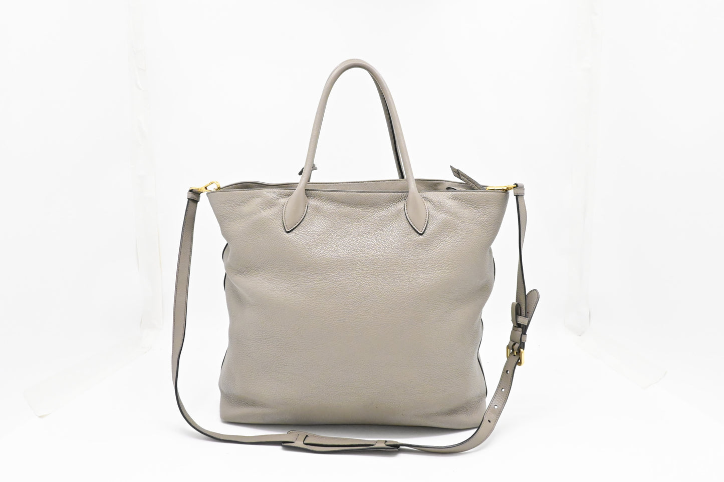 Prada 2-Way Tote in Argilla Gray Leather