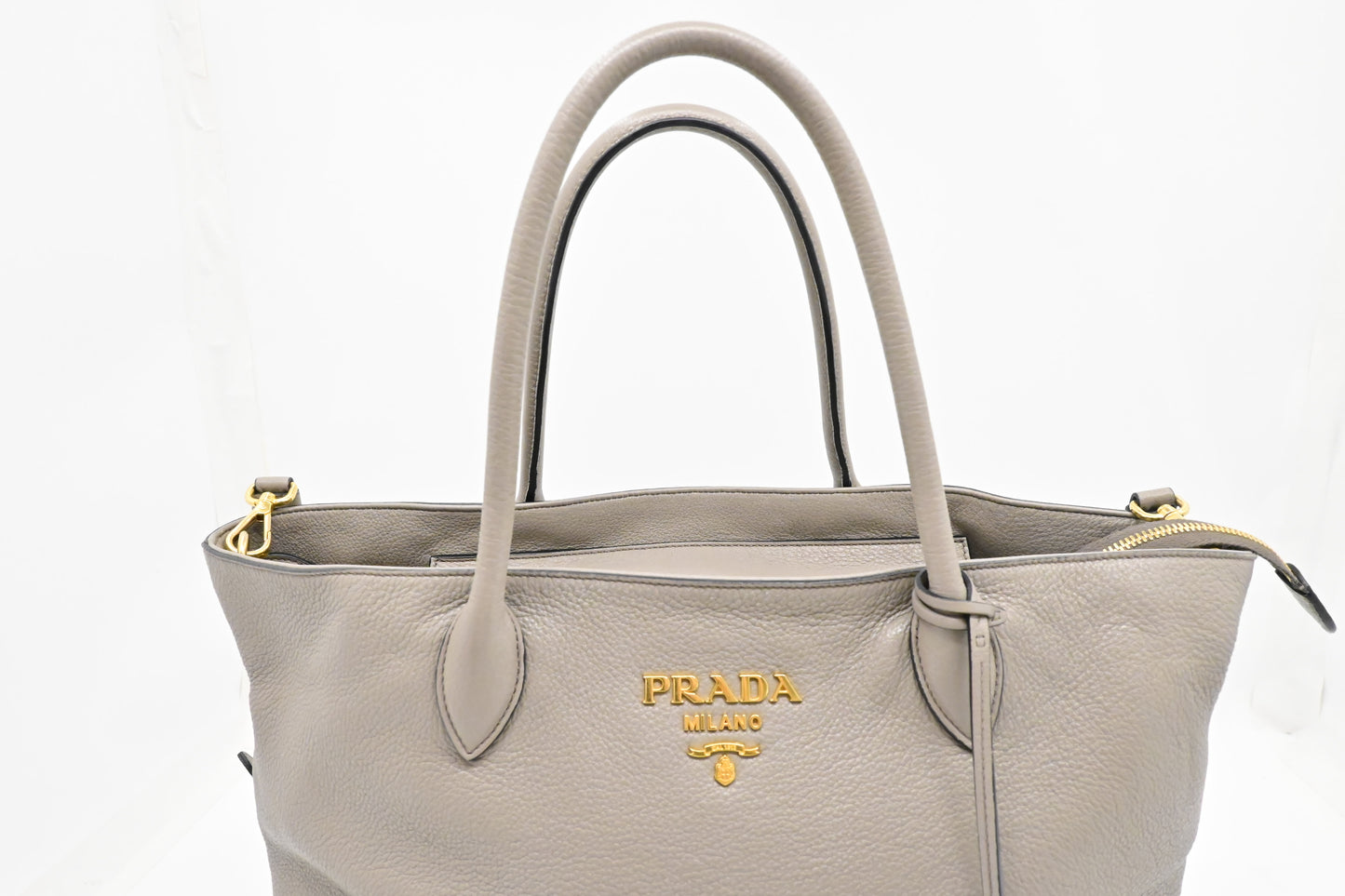 Prada 2-Way Tote in Argilla Gray Leather