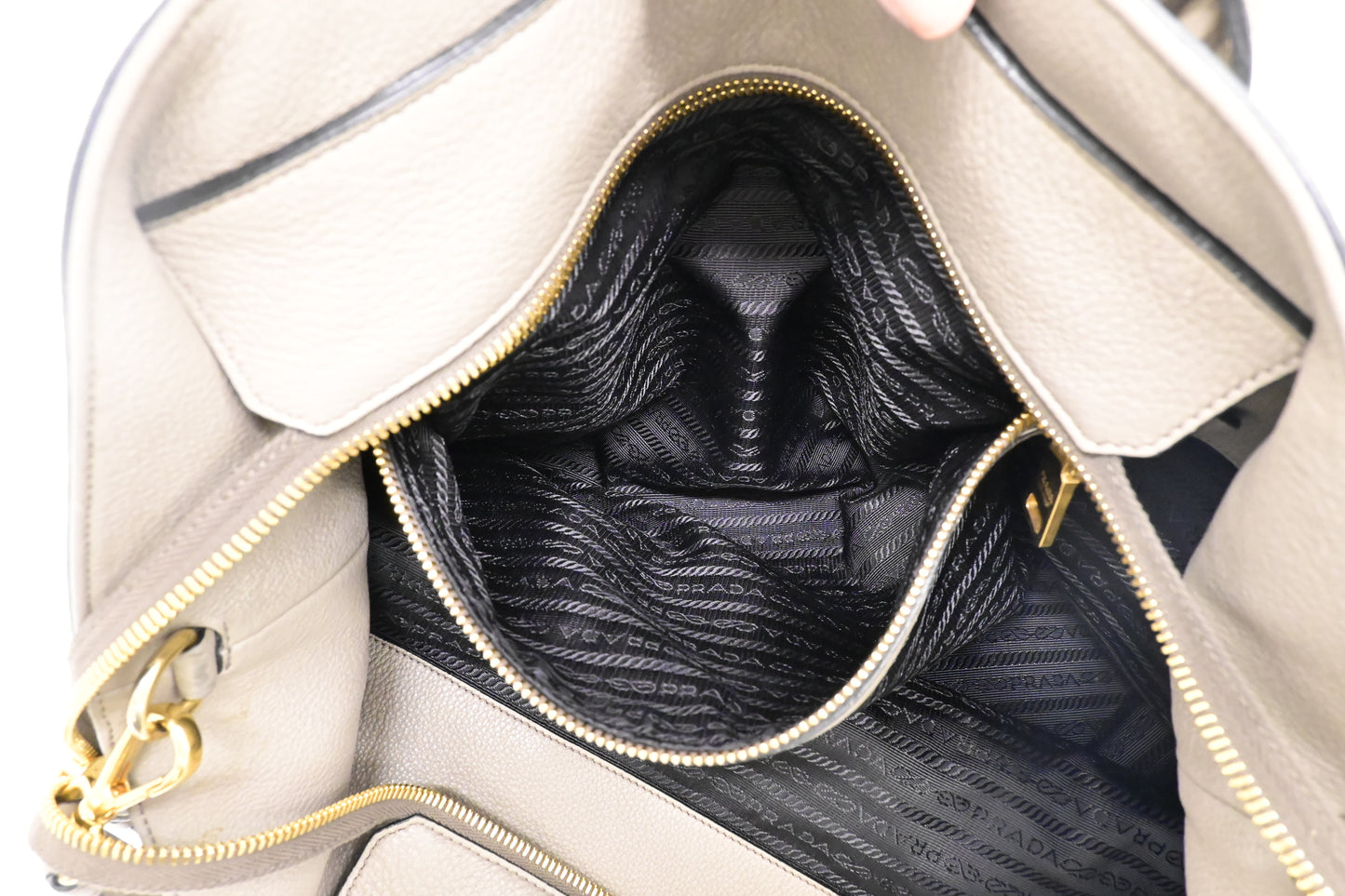 Prada 2-Way Tote in Argilla Gray Leather