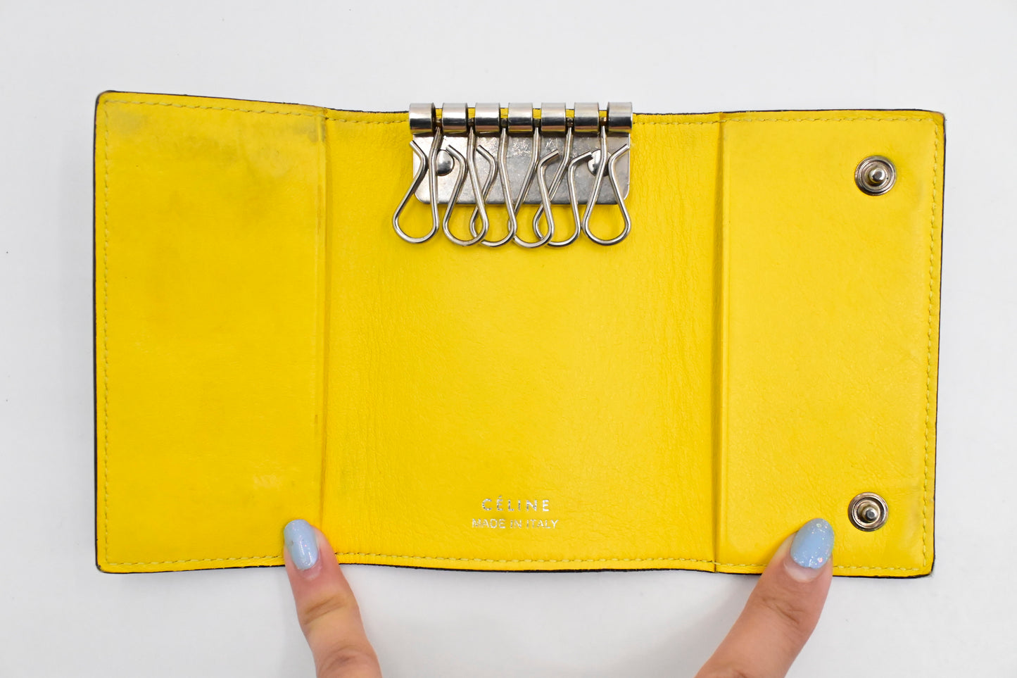 Celine 6 Key Case in Greige Leather