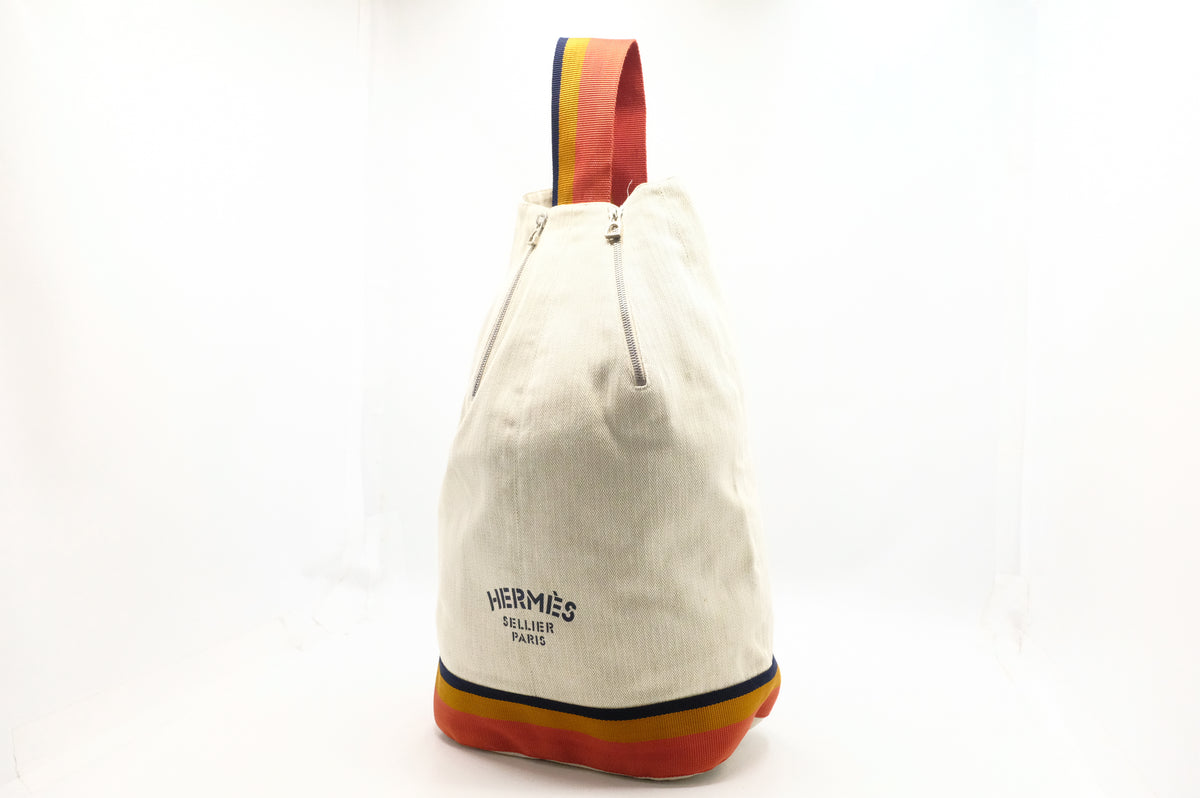 Hermes Natural Toile Chevron Cavalier Sling Bag in Off White  display picture 1