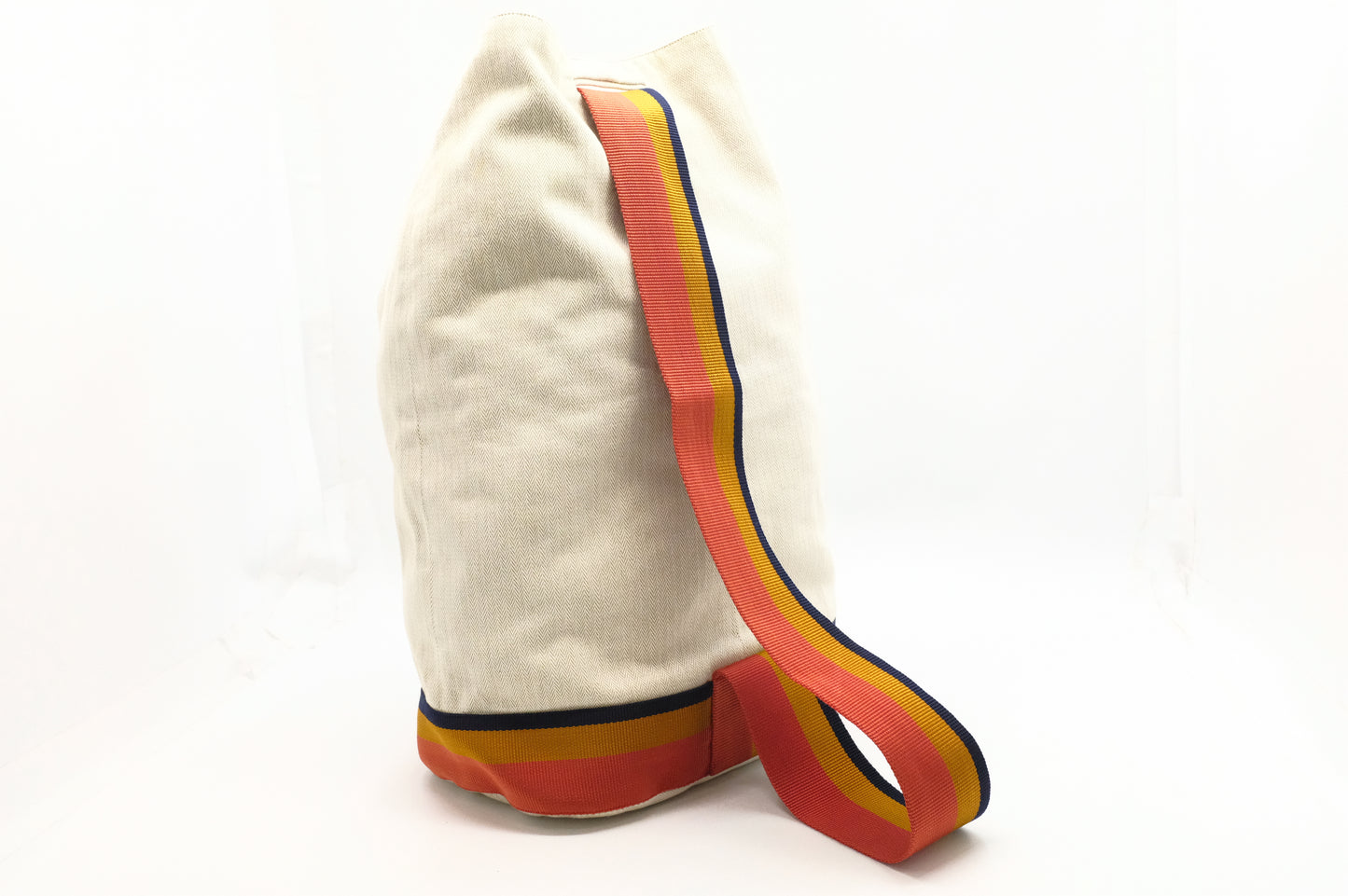 Hermes Natural Toile Chevron Cavalier Sling Bag in Off White Canvas