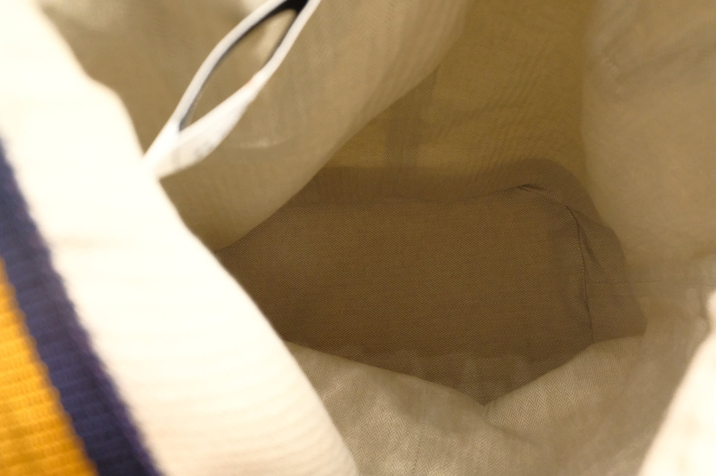 Hermes Natural Toile Chevron Cavalier Sling Bag in Off White Canvas