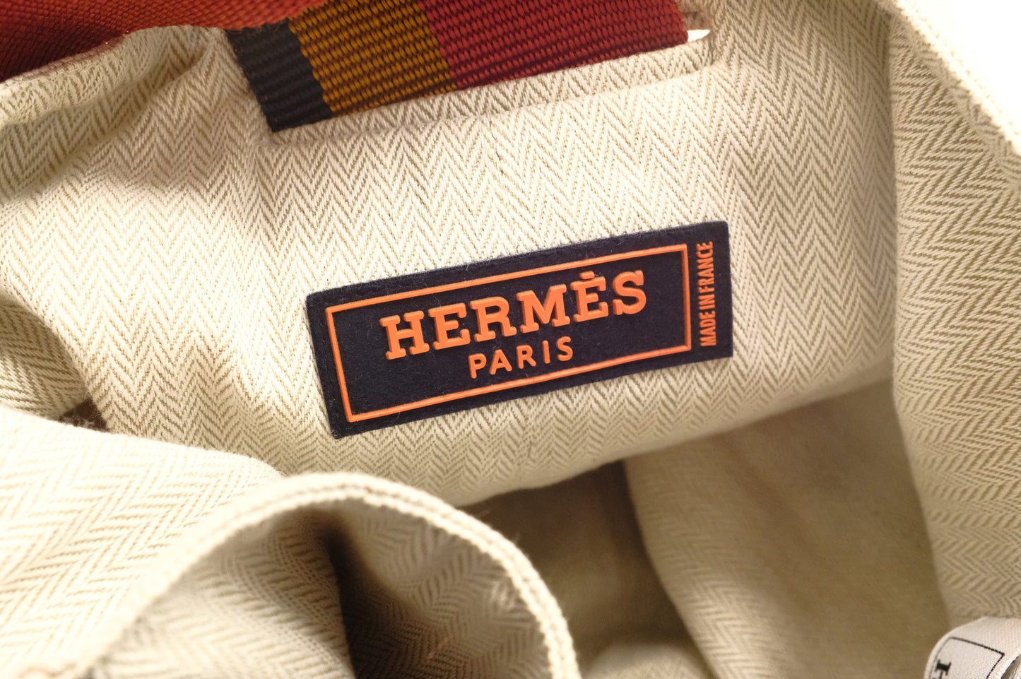 Hermes Natural Toile Chevron Cavalier Sling Bag in Off White Canvas
