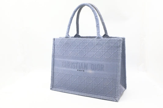 Dior Medium Book Tote in Light Blue Cannage Canvas