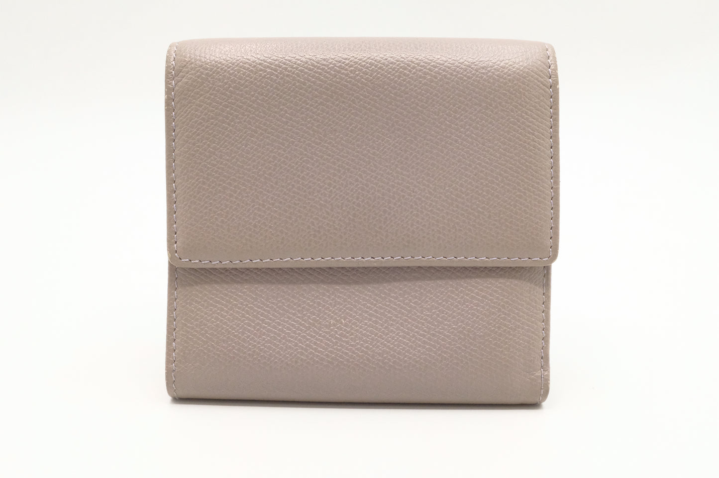 Chanel Compact Wallet in Grey Beige Leather
