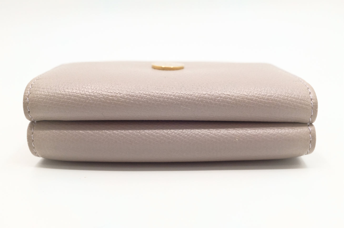 Chanel Compact Wallet in Grey Beige Leather