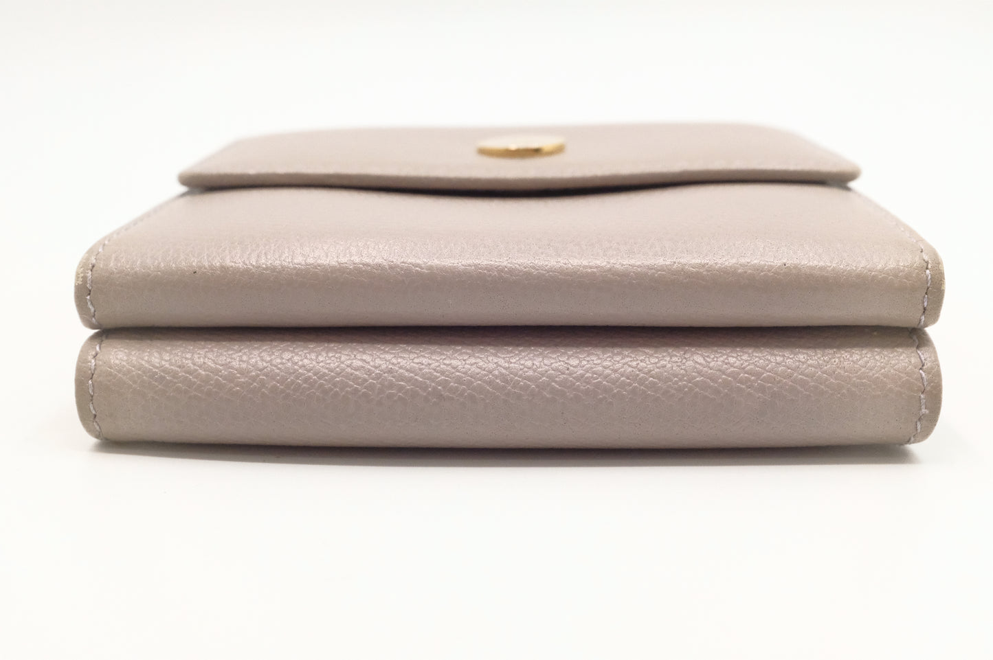 Chanel Compact Wallet in Grey Beige Leather
