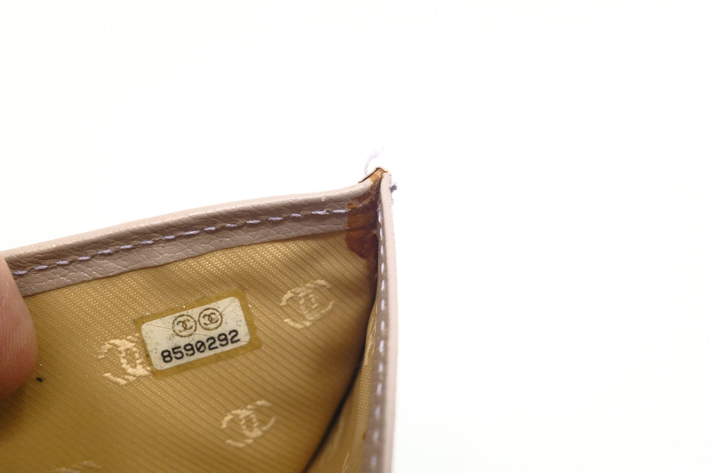 Chanel Compact Wallet in Grey Beige Leather