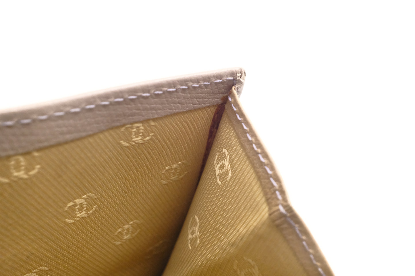 Chanel Compact Wallet in Grey Beige Leather