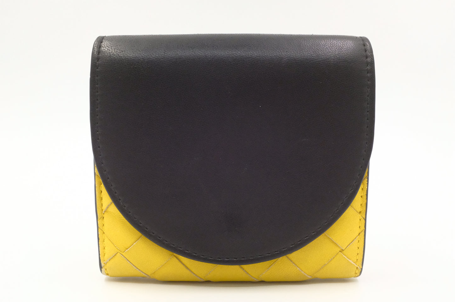 Bottega Veneta Compact Wallet in Yellow and Black Leather