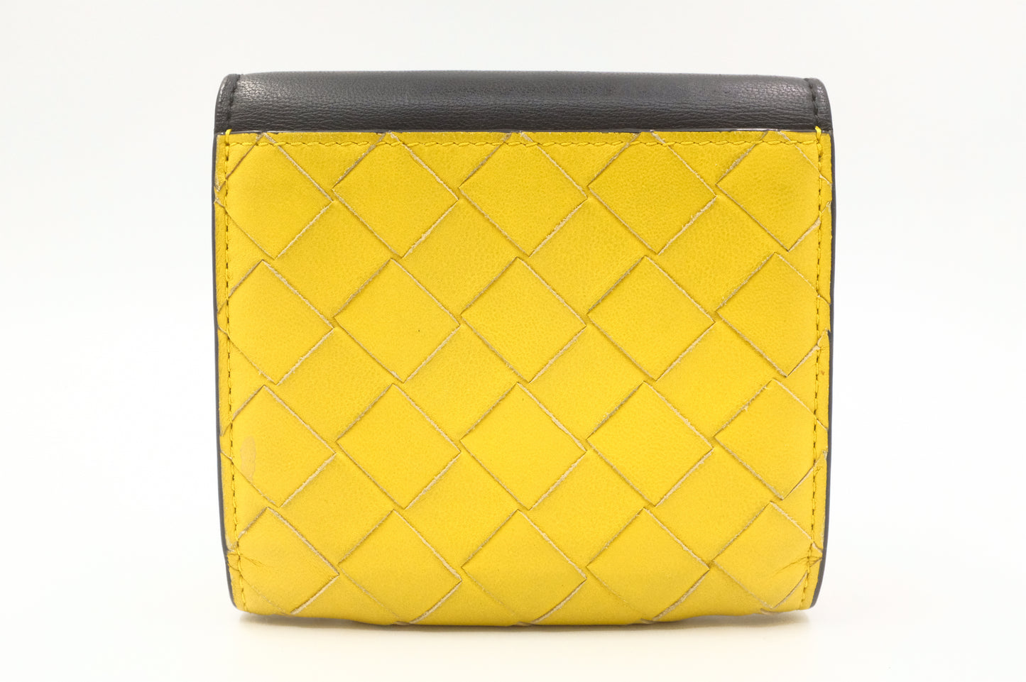 Bottega Veneta Compact Wallet in Yellow and Black Leather