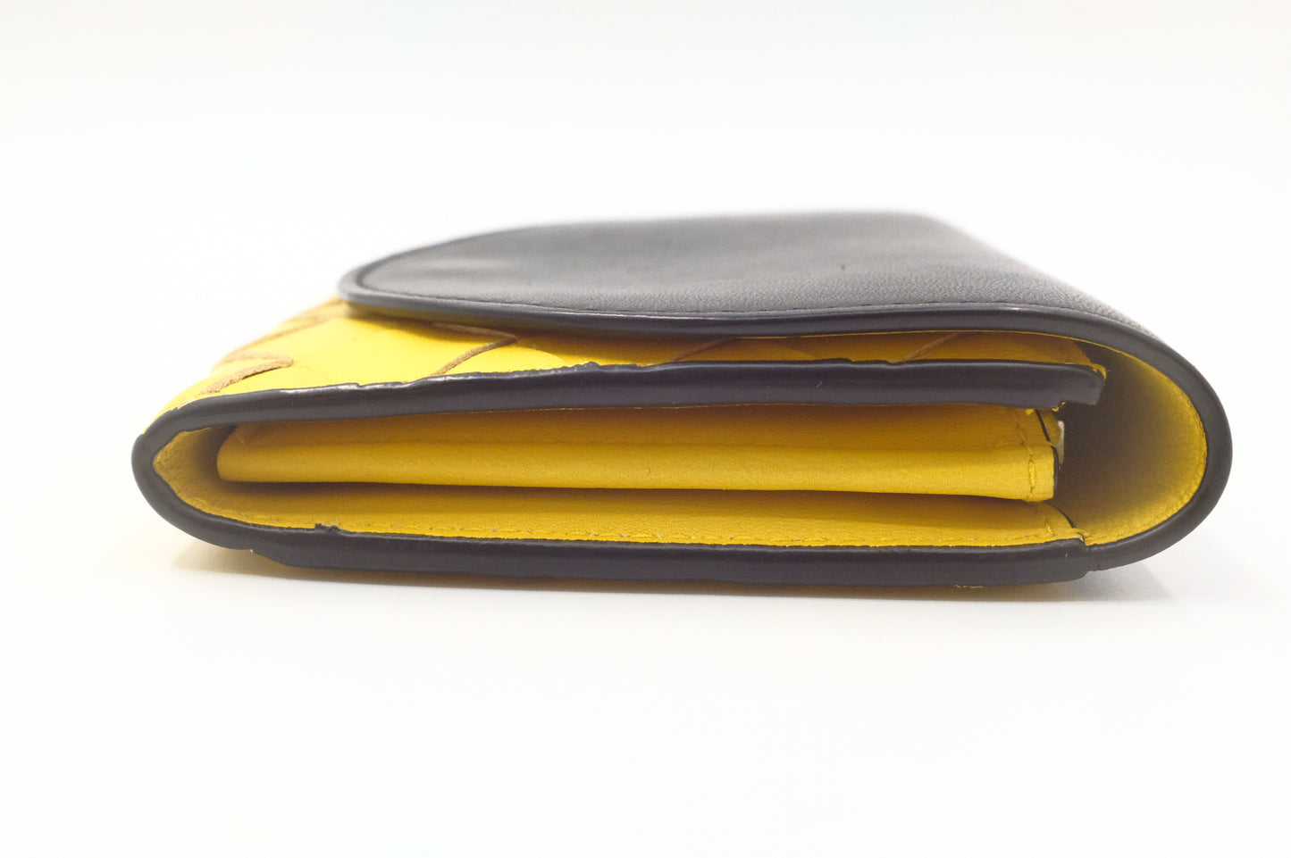 Bottega Veneta Compact Wallet in Yellow and Black Leather