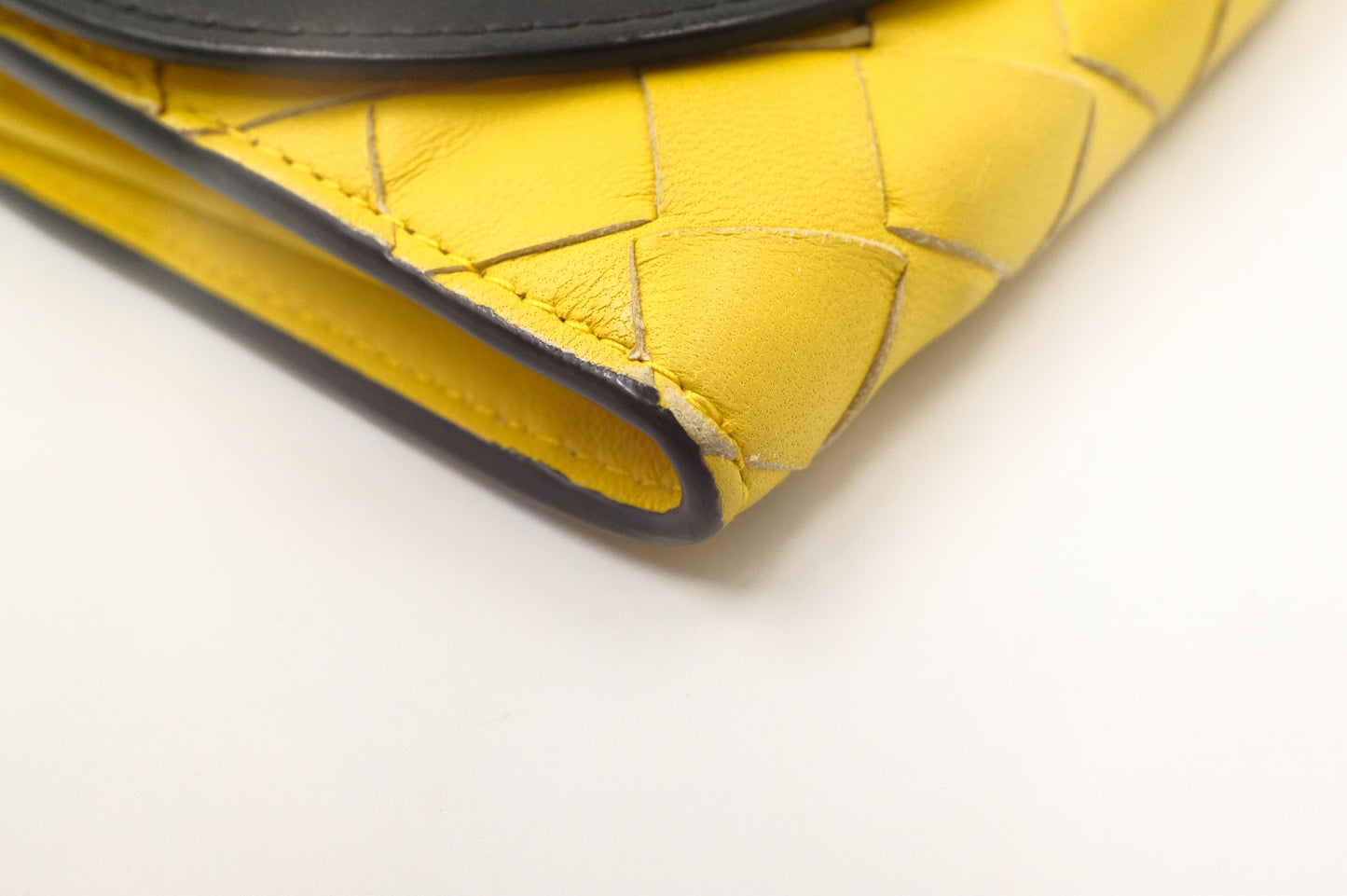 Bottega Veneta Compact Wallet in Yellow and Black Leather