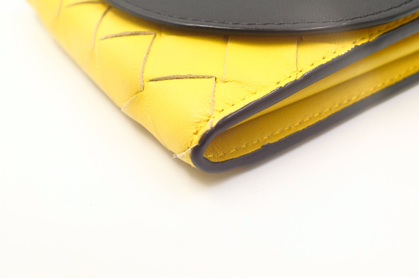 Bottega Veneta Compact Wallet in Yellow and Black Leather