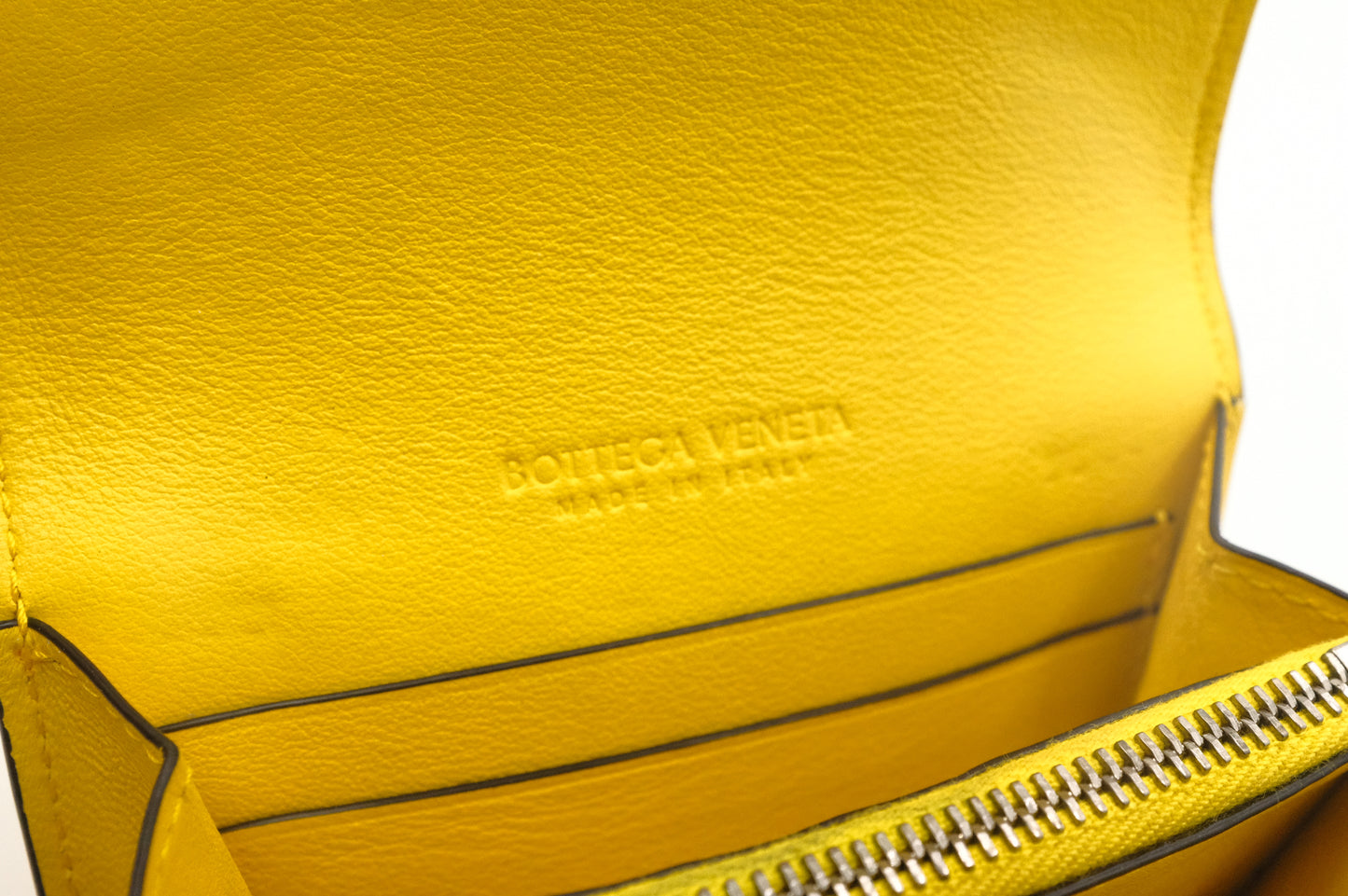 Bottega Veneta Compact Wallet in Yellow and Black Leather