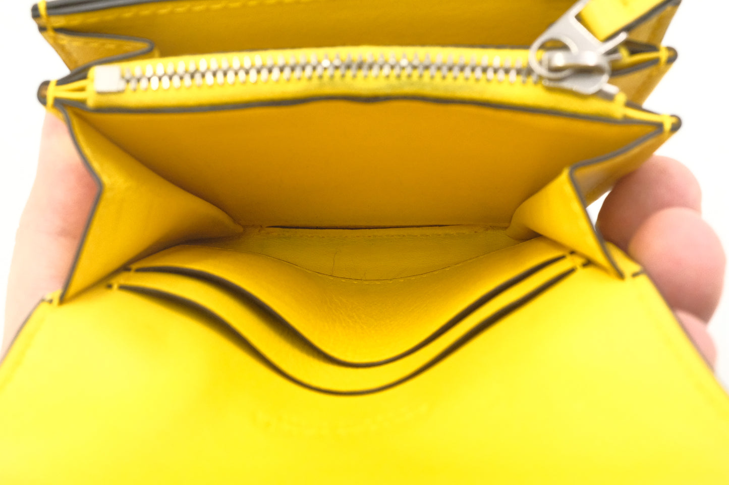 Bottega Veneta Compact Wallet in Yellow and Black Leather
