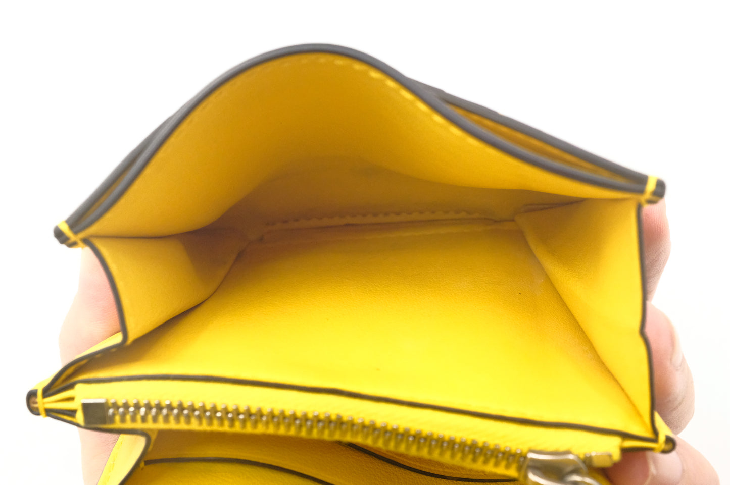Bottega Veneta Compact Wallet in Yellow and Black Leather