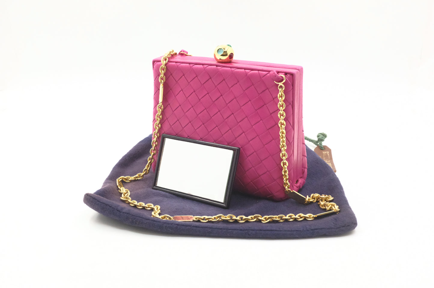 Bottega Veneta Square Chain Bag in Pink Intrecciato Leather