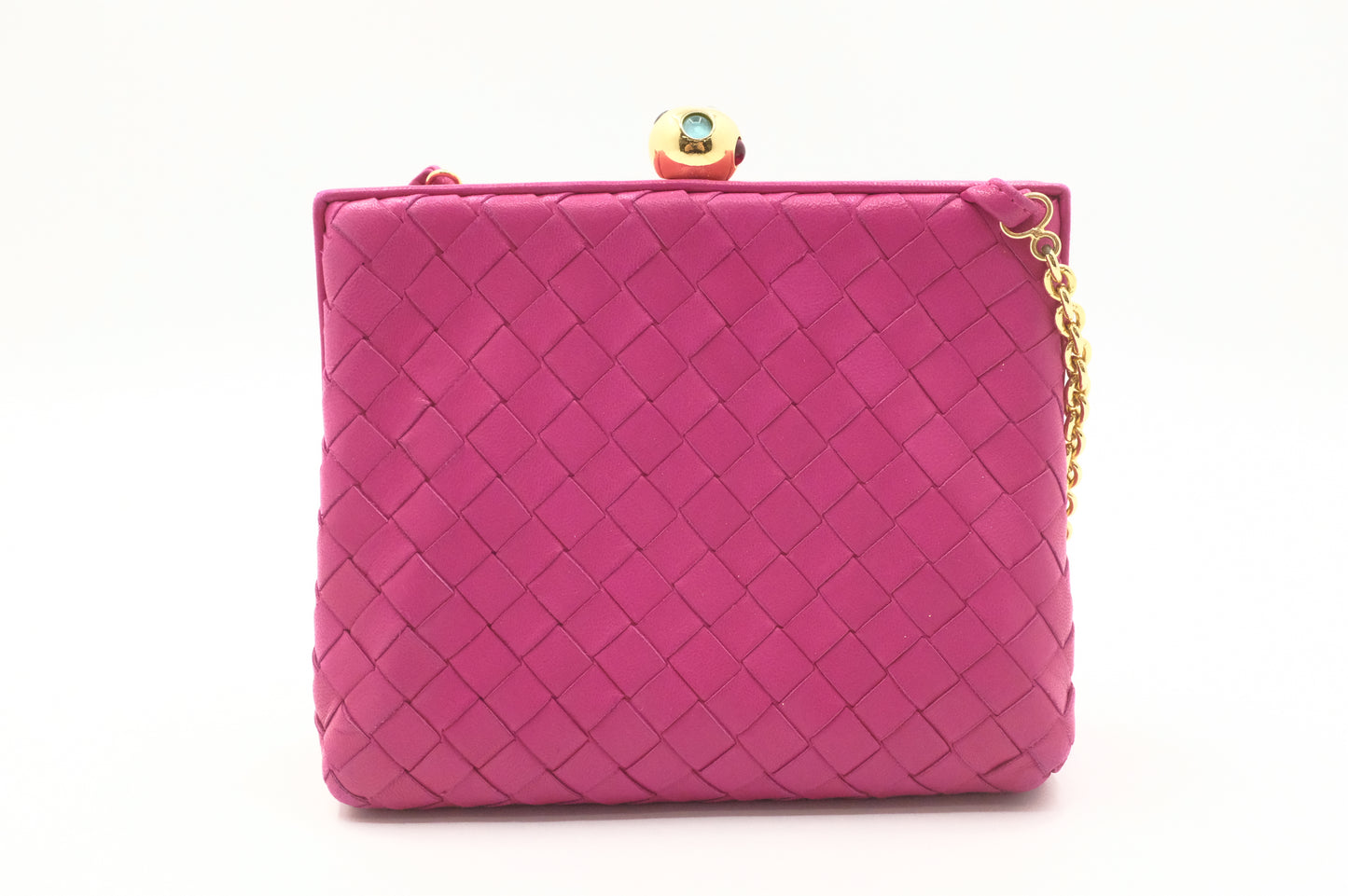 Bottega Veneta Square Chain Bag in Pink Intrecciato Leather