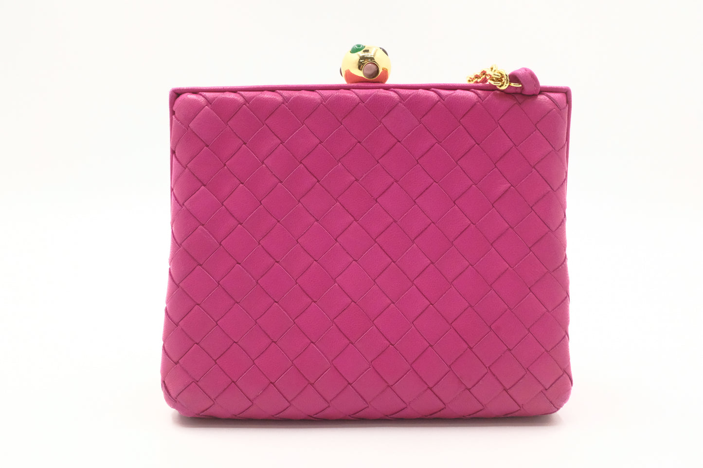 Bottega Veneta Square Chain Bag in Pink Intrecciato Leather