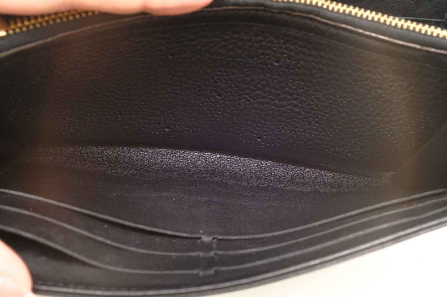 Louis Vuitton Amelia Wallet in Black Mahina Leather