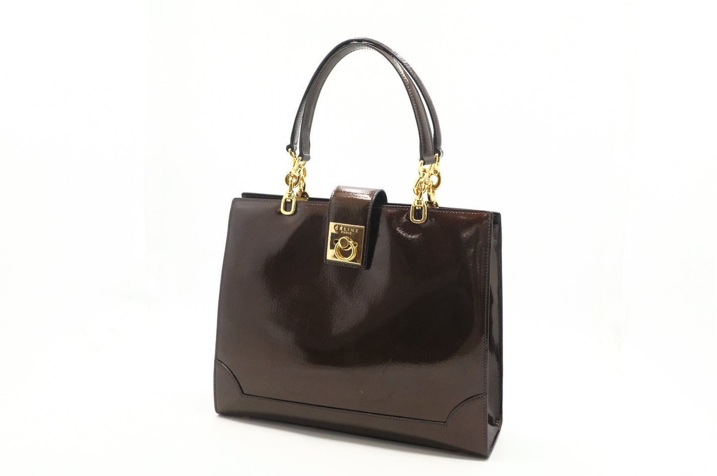 Celine Handbag in Brown Patent Leather
