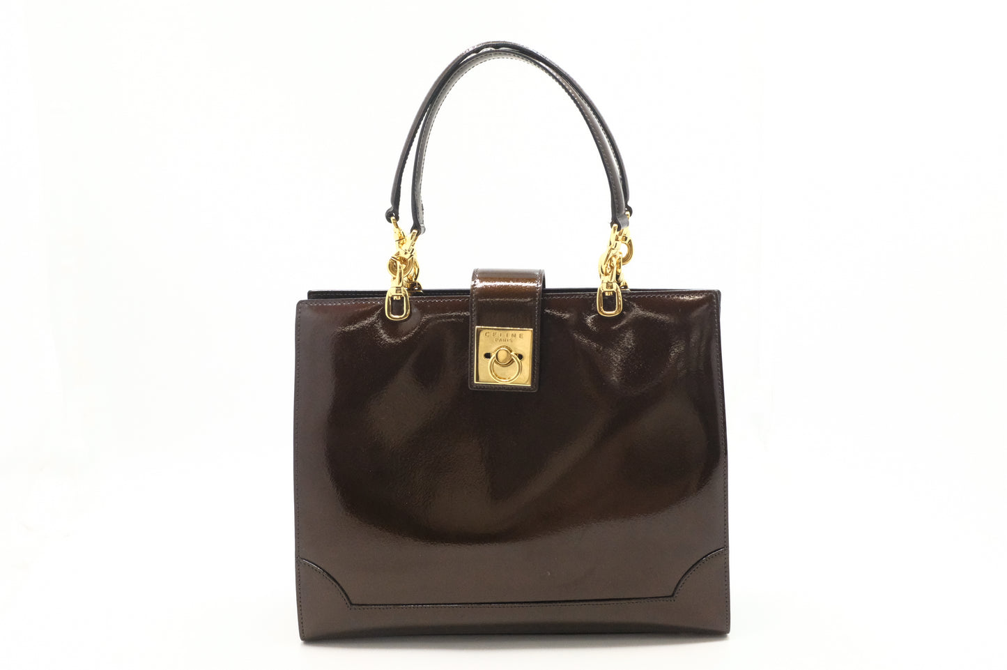 Celine Handbag in Brown Patent Leather