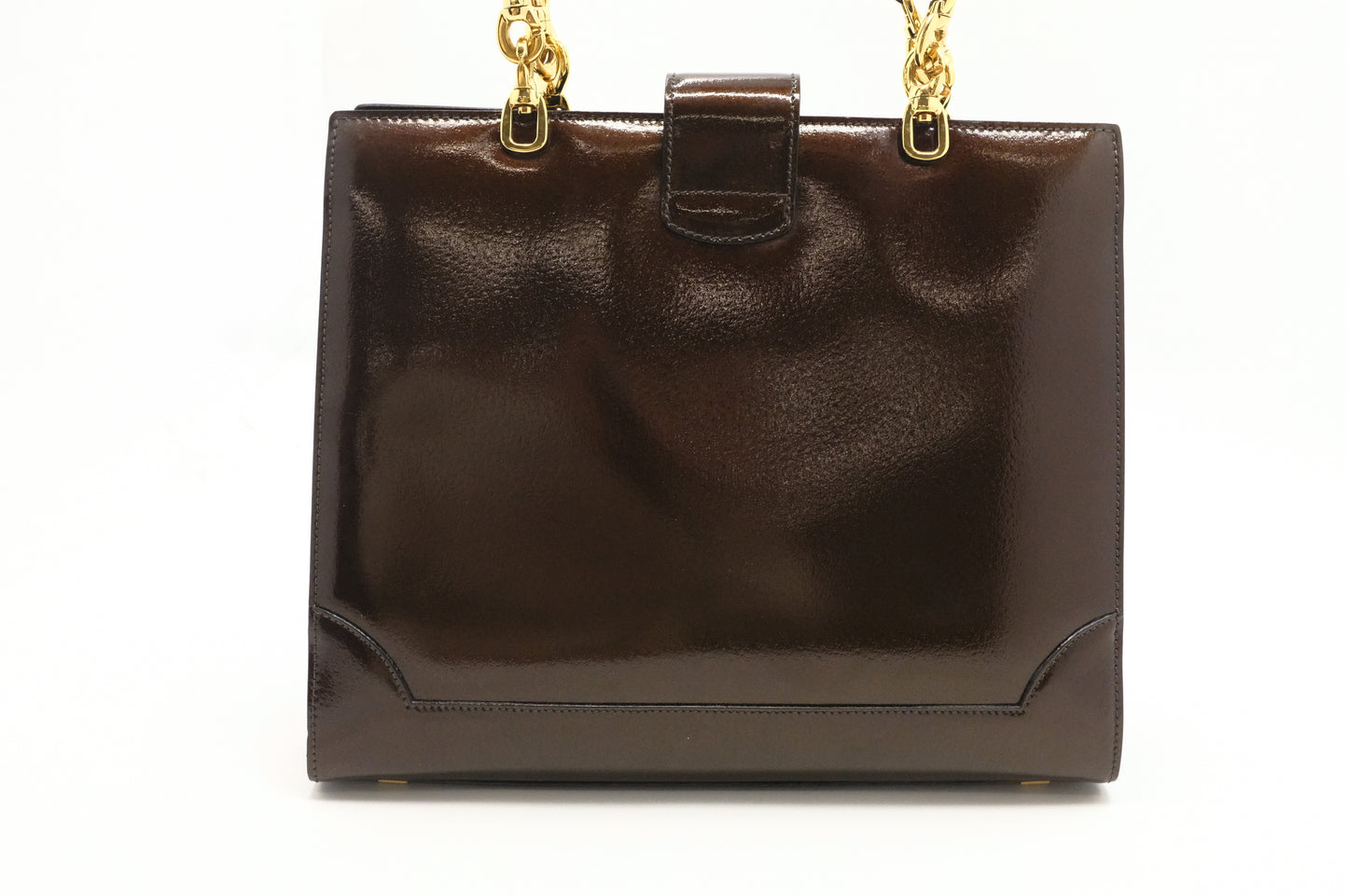 Celine Handbag in Brown Patent Leather
