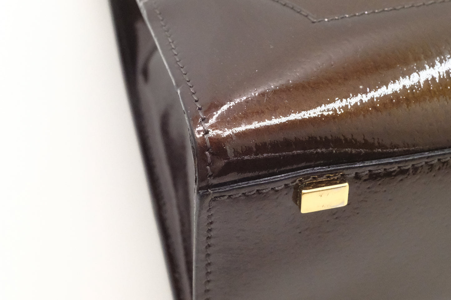 Celine Handbag in Brown Patent Leather