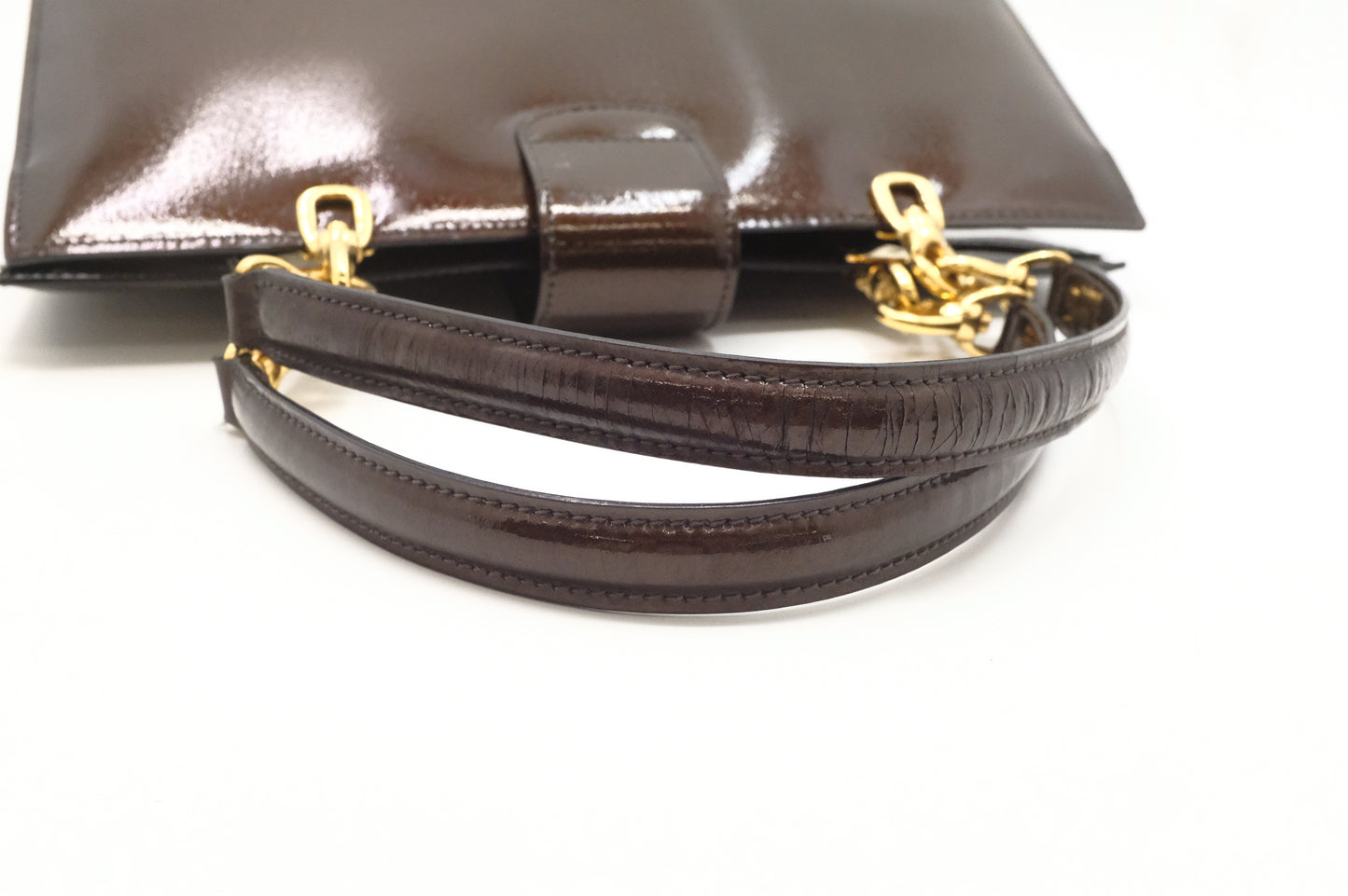 Celine Handbag in Brown Patent Leather