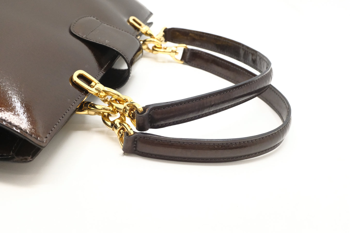 Celine Handbag in Brown Patent Leather