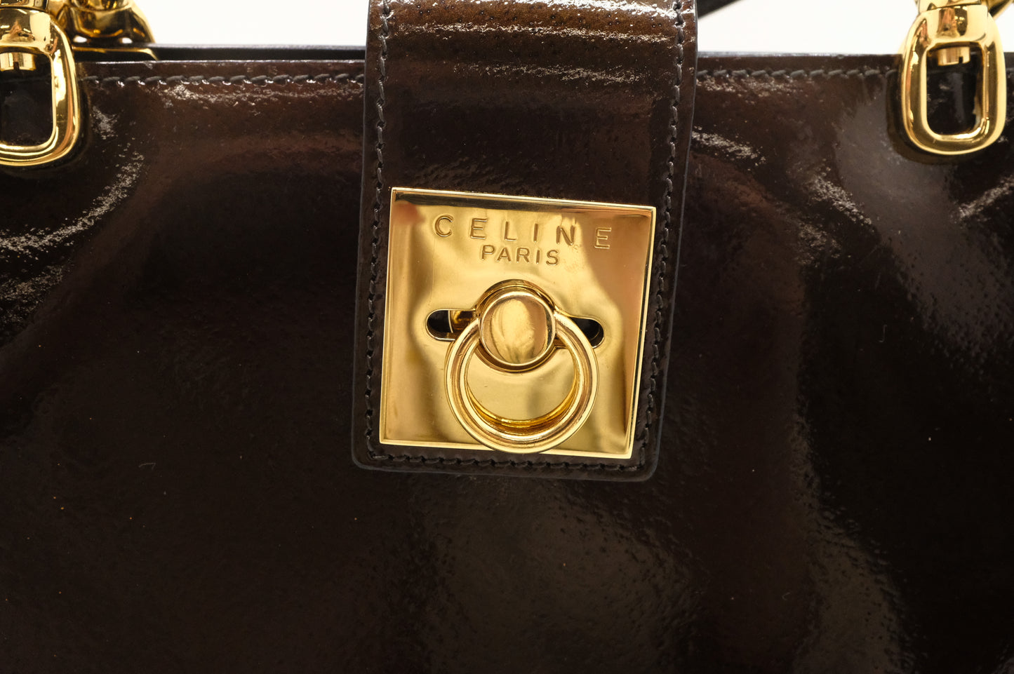 Celine Handbag in Brown Patent Leather