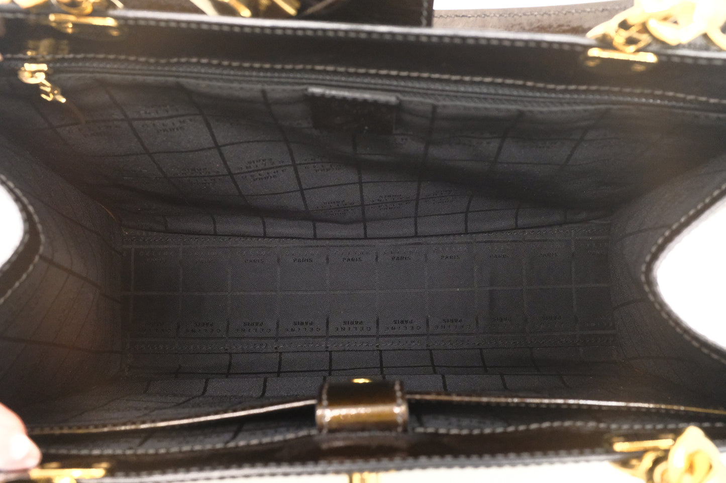 Celine Handbag in Brown Patent Leather