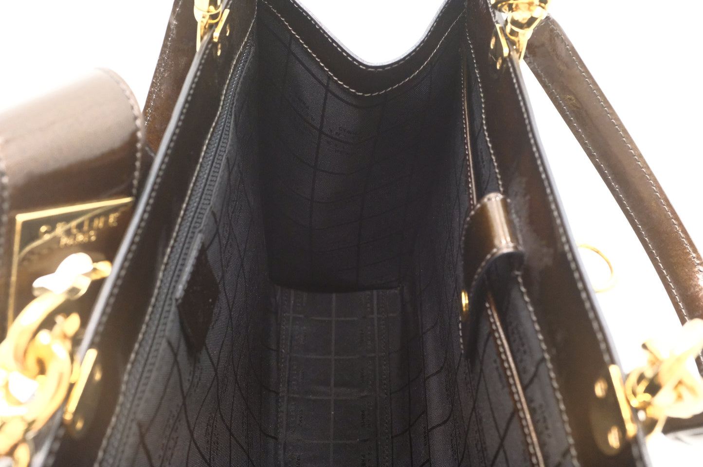 Celine Handbag in Brown Patent Leather