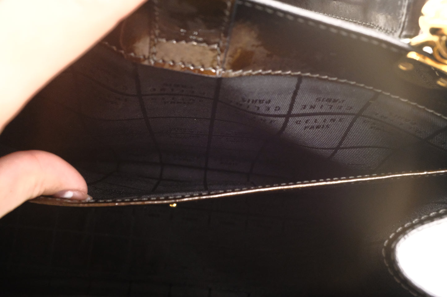 Celine Handbag in Brown Patent Leather