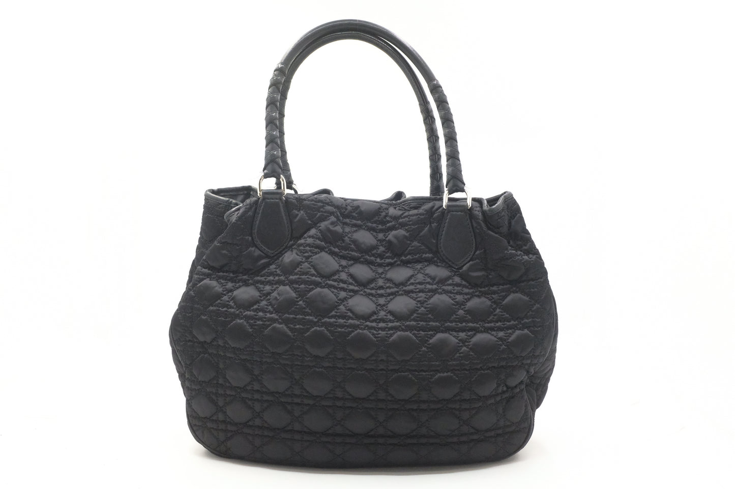 Dior Tote in Cannage Black Satin Canvas