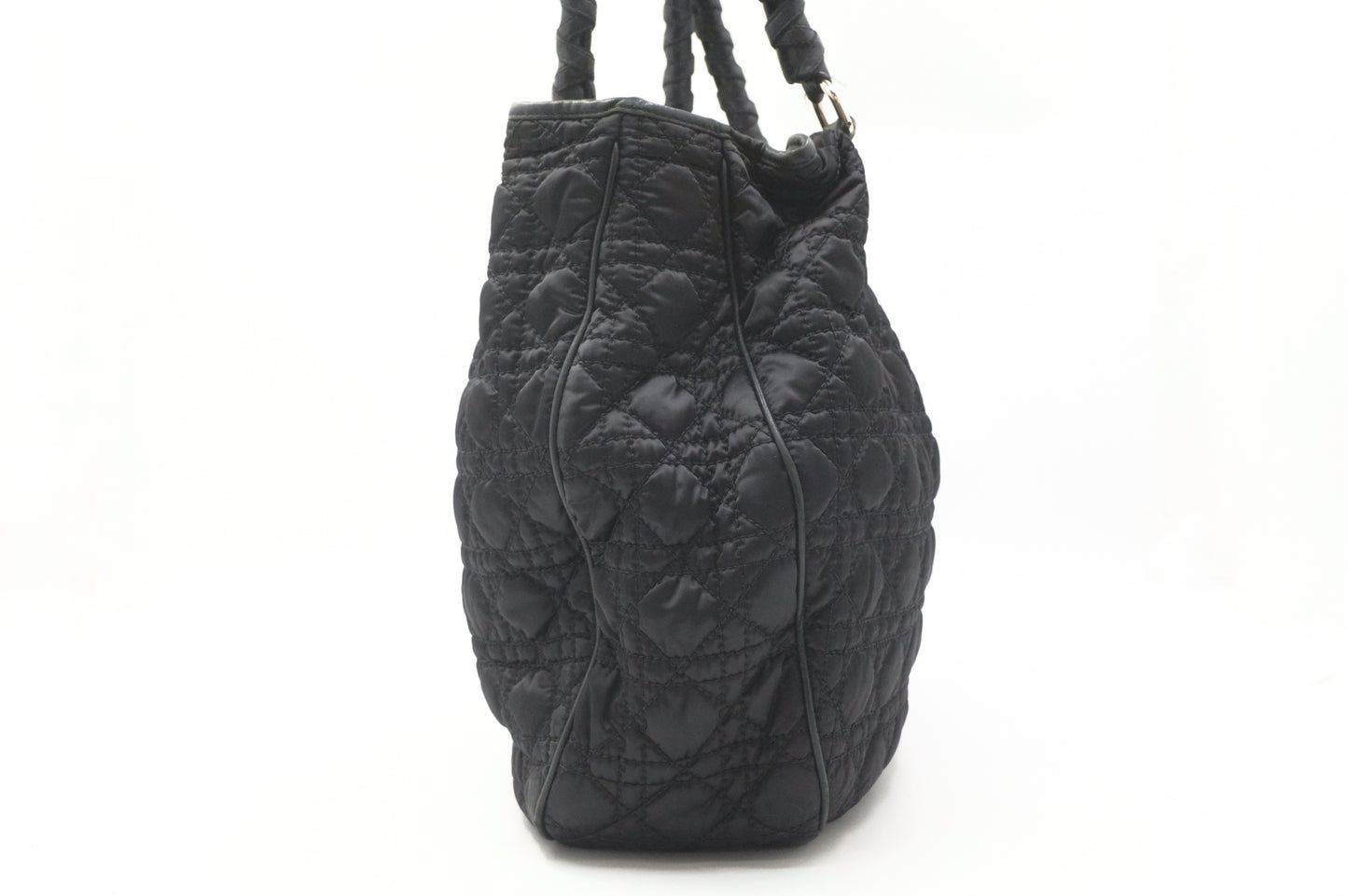 Dior Tote in Cannage Black Satin Canvas