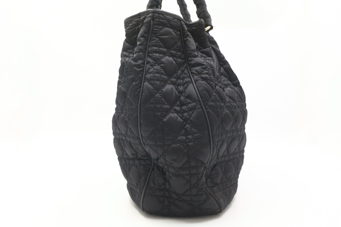 Dior Tote in Cannage Black Satin Canvas