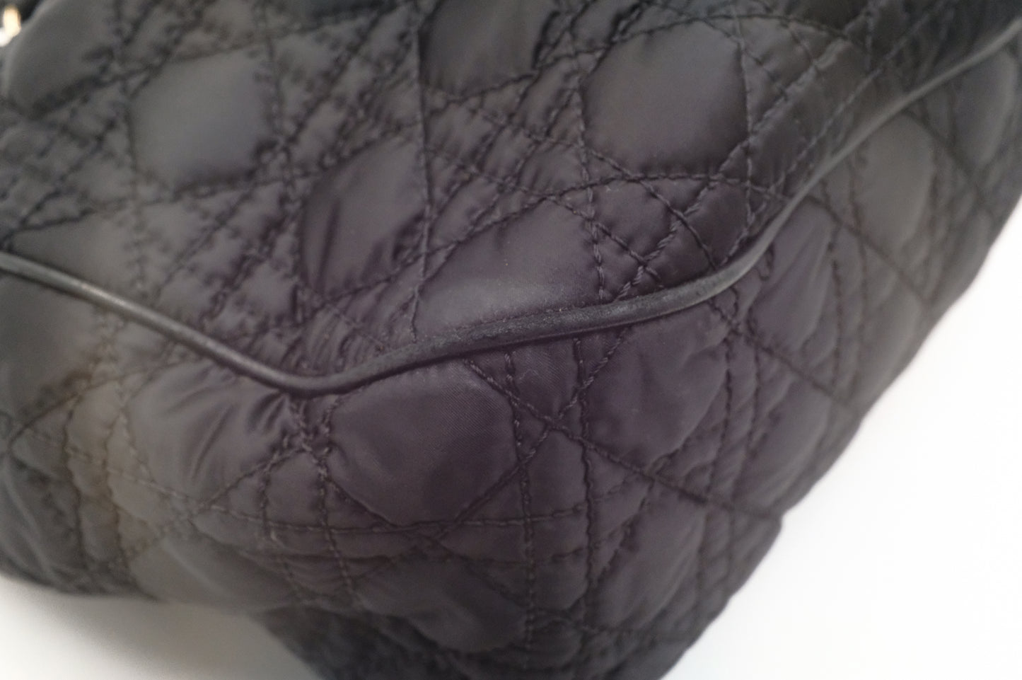 Dior Tote in Cannage Black Satin Canvas