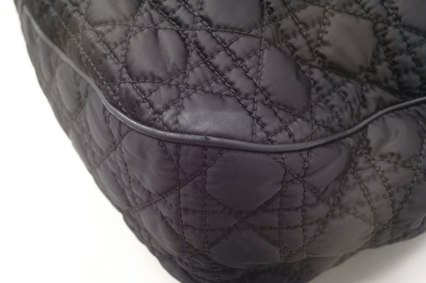 Dior Tote in Cannage Black Satin Canvas