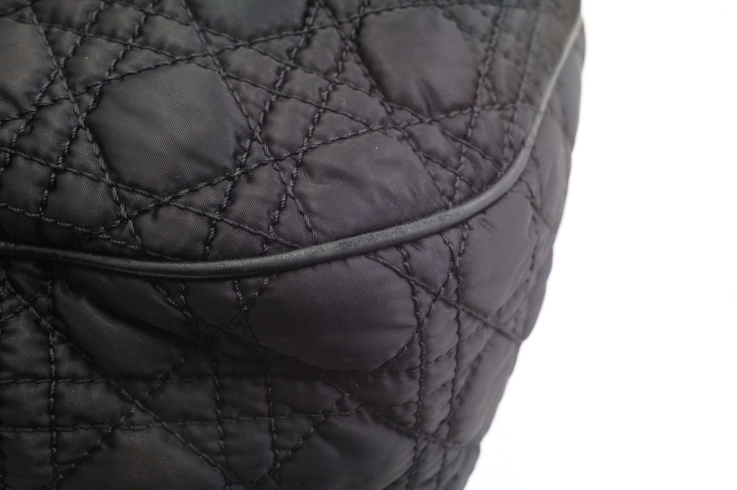 Dior Tote in Cannage Black Satin Canvas