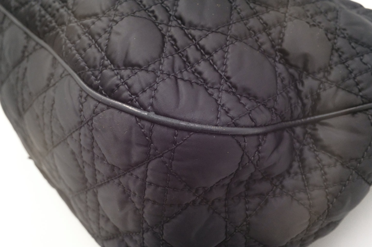 Dior Tote in Cannage Black Satin Canvas