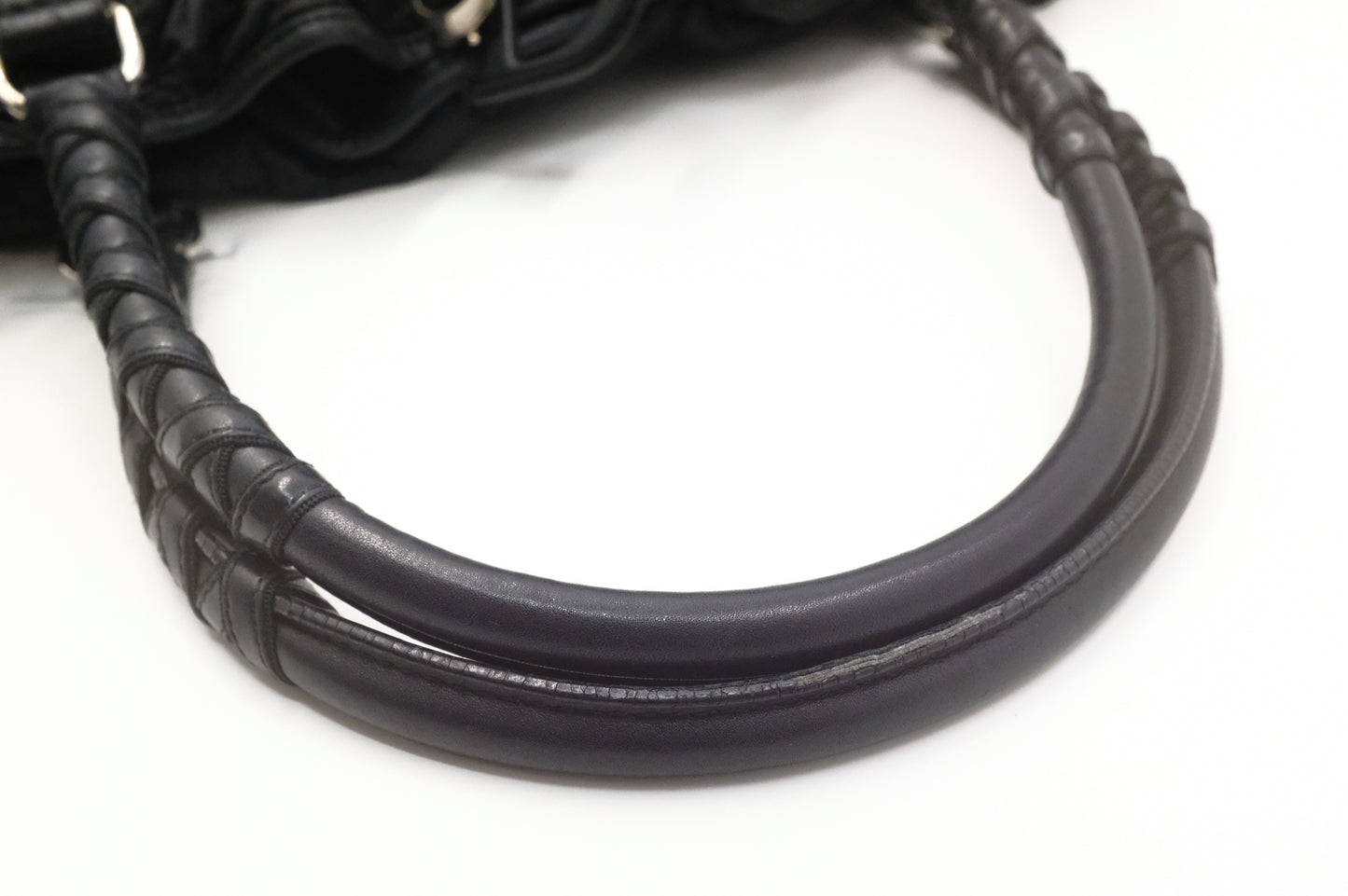 Dior Tote in Cannage Black Satin Canvas
