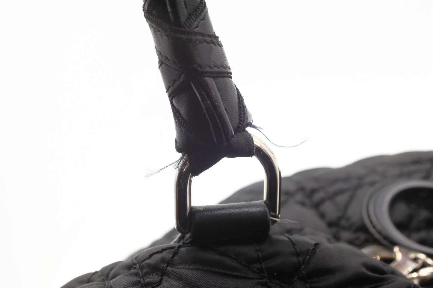 Dior Tote in Cannage Black Satin Canvas