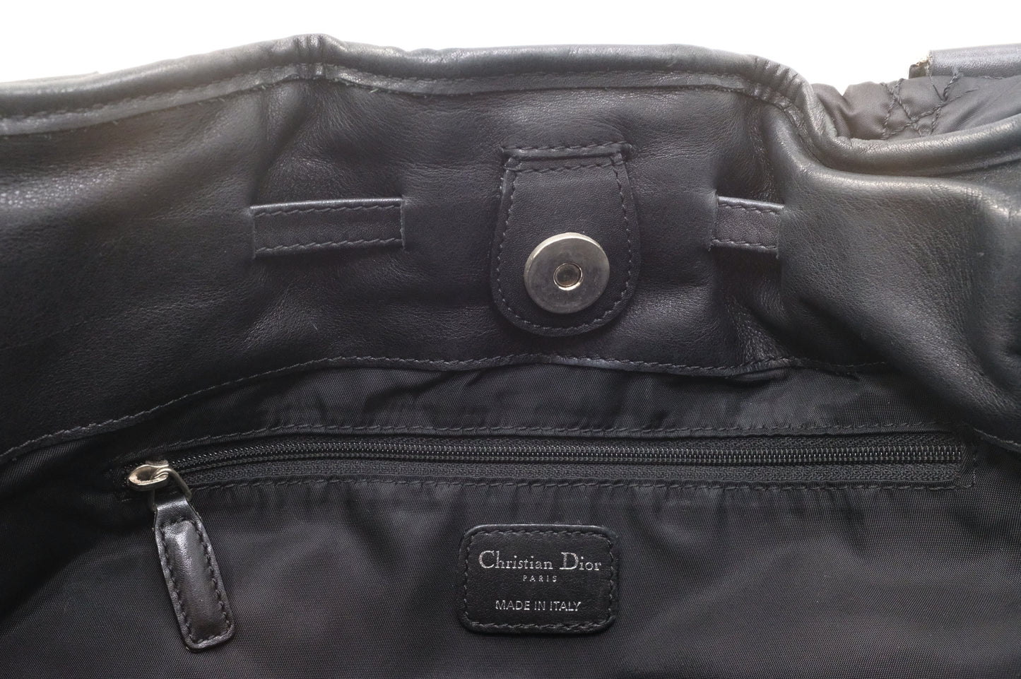 Dior Tote in Cannage Black Satin Canvas