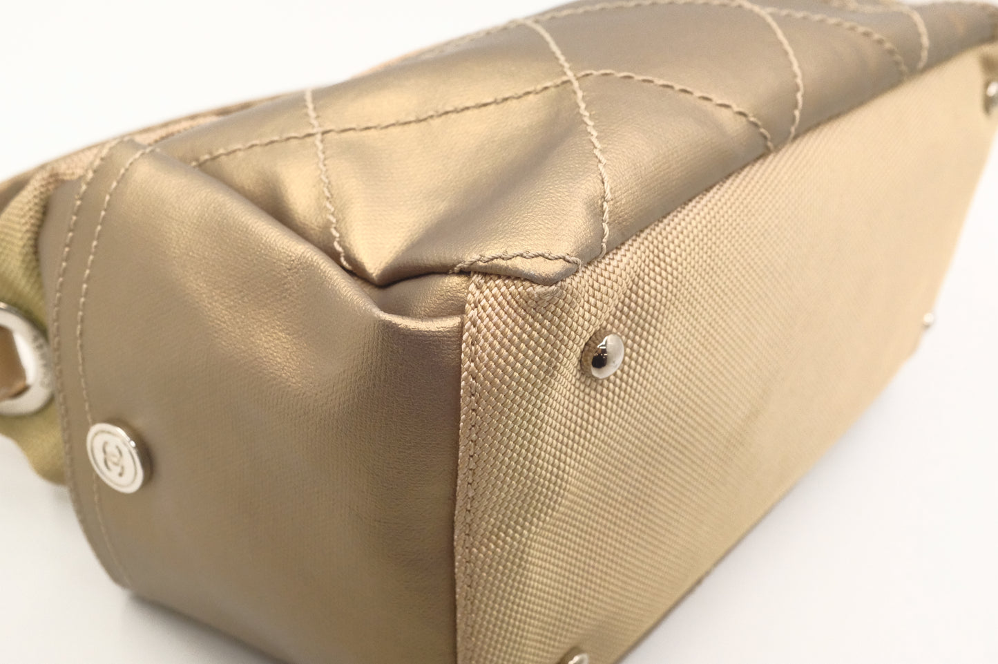 Chanel Paris-Biarritz Shoulder Bag in Gold Coated Canvas